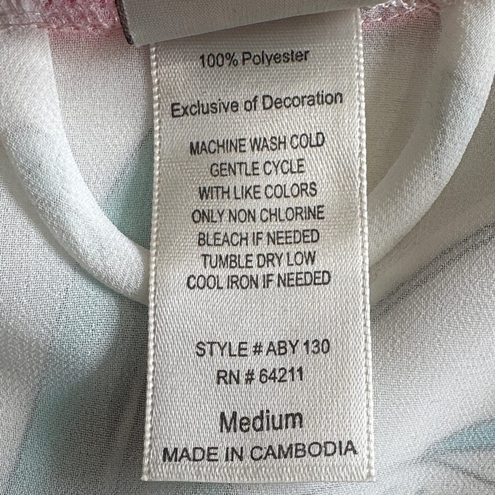 In Bloom by Jonquil White Floral & Butterfly Kimono Robe with Pink Trim Sz M - Picture 5 of 5